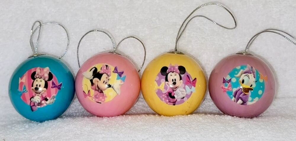 Set/4 Minnie Mouse Daisy Duck Clubhouse Christmas Holiday Tree Ball Ornaments